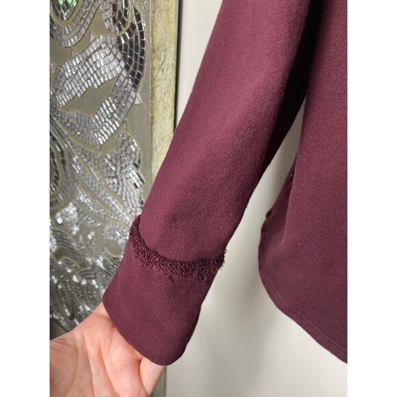 ANTHROPOLOGIE SHACKET S OVERSIZED SHIRT JACKET T.LA EAMON MAROON FLEECE PULLOVER - Picture 6 of 9